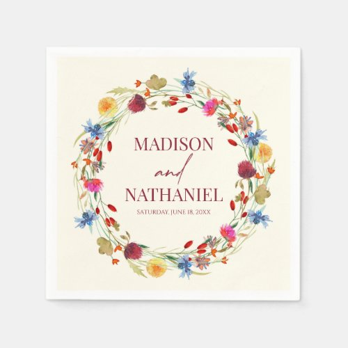 Wildflower Wild Flower Floral Garden Wedding Napkins