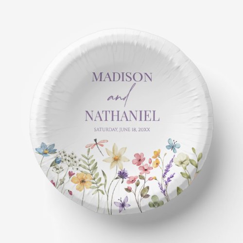 Wildflower Wild Flower Floral Garden Wedding Paper Bowls