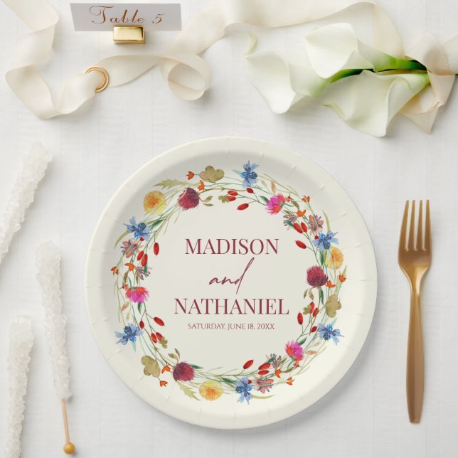 Wildflower Wild Flower Floral Garden Wedding Paper Plates (Wedding)