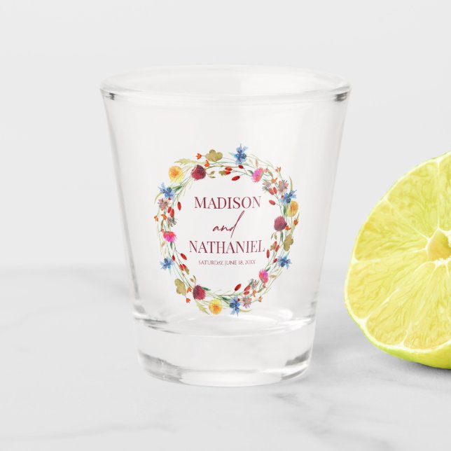 Wildflower Wild Flower Floral Garden Wedding Shot Glass (Front)