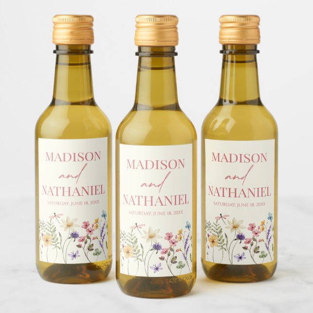 Wildflower Wild Flower Floral Garden Wedding Wine Label (Bottles)