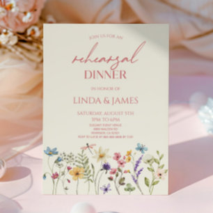 Wildflower Wild Flower Floral Rehearsal Dinner Invitation
