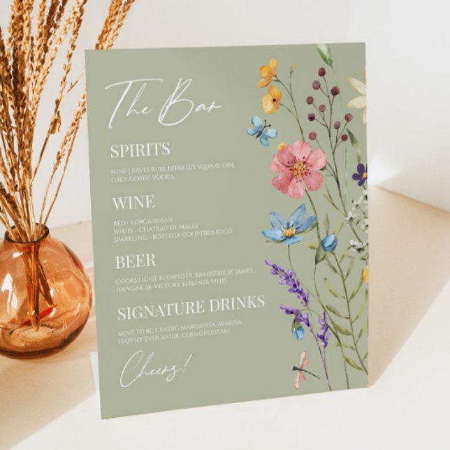 Wildflower Wild Flower Floral Wedding Bar Pedestal Sign (Creator Uploaded)