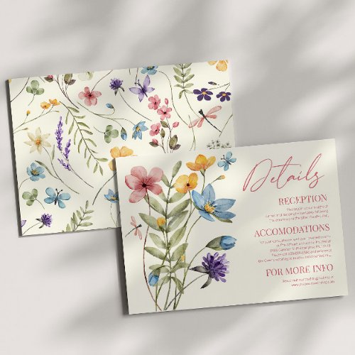 Wildflower Wild Flower Floral Wedding Details Enclosure Card