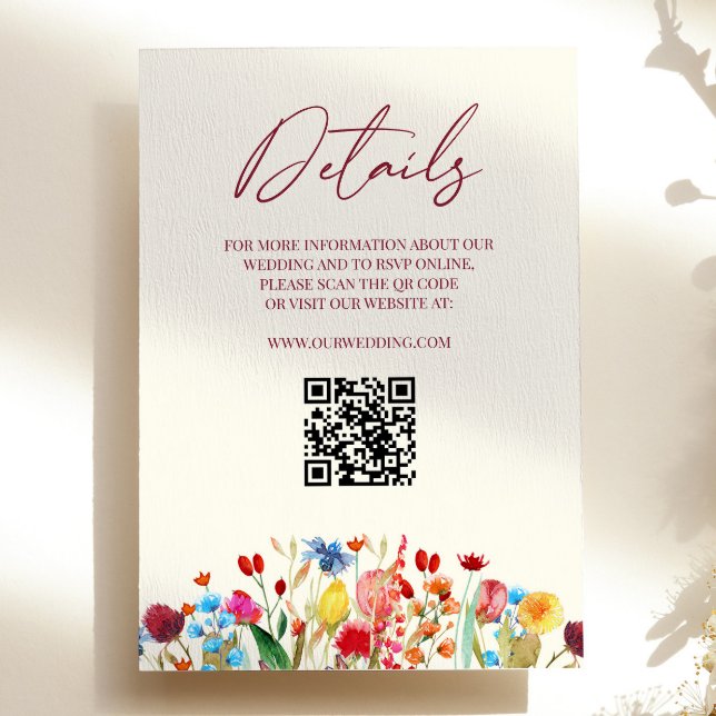 Wildflower Wild Flower Floral Wedding Details Enclosure Card (Creator Uploaded)
