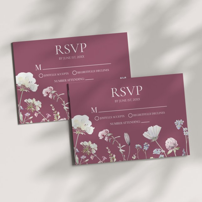 Wildflower Wild Flower Floral Wedding RSVP Card (Creator Uploaded)