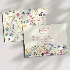 Wildflower Wild Flower Floral Wedding RSVP Card