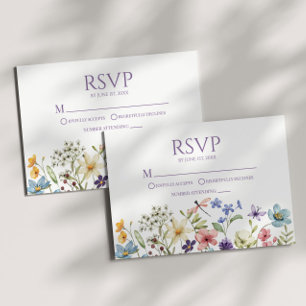 Wildflower Wild Flower Floral Wedding RSVP Card