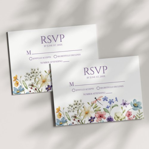 Wildflower Wild Flower Floral Wedding RSVP Card