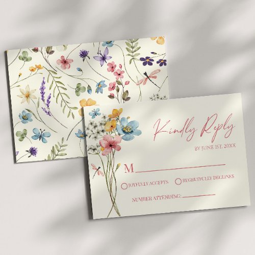 Wildflower Wild Flower Floral Wedding RSVP Card