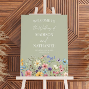 Wildflower Wild Flower Floral Wedding Welcome Sign