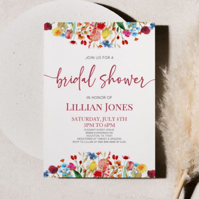 Wildflower Wild Flowers Floral Bridal Shower Invitation (Creator Uploaded)