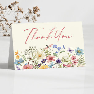 Wildflower Wild Flowers Floral Bridal Shower Letterpress Thank You Card