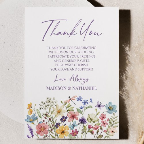 Wildflower Wild Flowers Floral Elegant Garden  Thank You Card