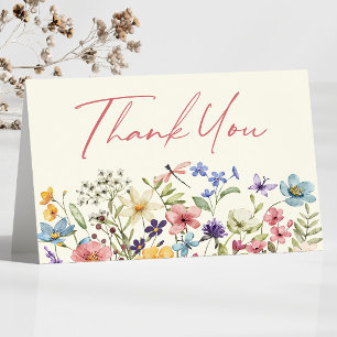 Wildflower Wild Flowers Floral Garden Baby Shower Letterpress Thank You Card