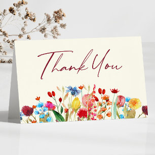 Wildflower Wild Flowers Floral Garden Baby Shower Letterpress Thank You Card