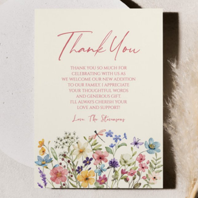 Wildflower Wild Flowers Floral Garden Baby Shower Thank You Card (Creator Uploaded)