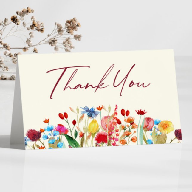 Wildflower Wild Flowers Floral Garden Thank You Card (Creator Uploaded)