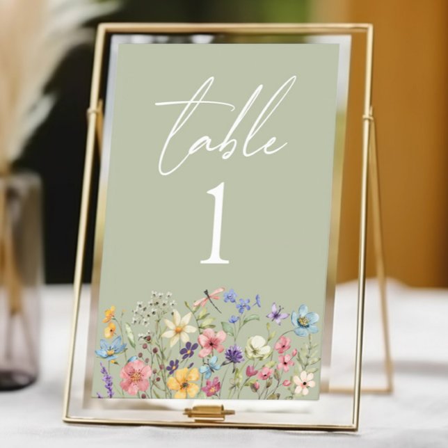 Wildflower Wild Flowers Floral Garden Wedding Table Number (Creator Uploaded)