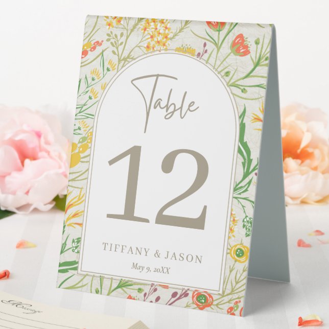 Wildflower Wild Meadow Wedding Table Number Table Tent (In SItu (Wedding))