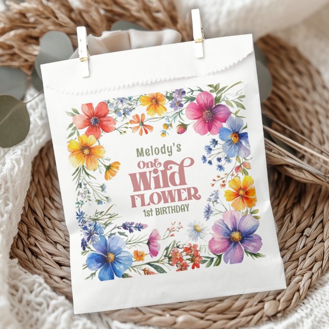 Wildflower Wild One 1st birthday  Favor Bag (Creator Uploaded)