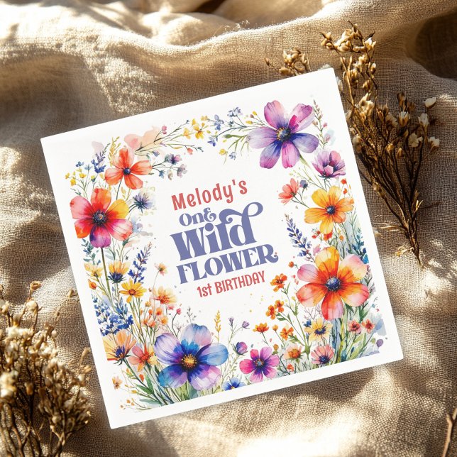 Wildflower Wild One 1st birthday  Napkins (Creator Uploaded)