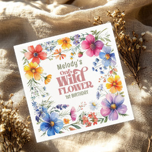 Wildflower Wild One 1st birthday Napkins