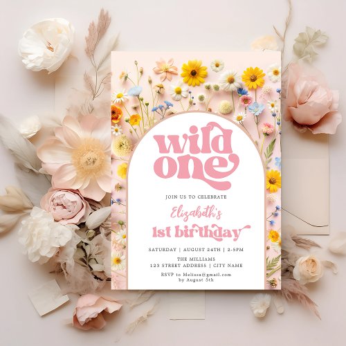 Wildflower Wild One Birthday  Invitation