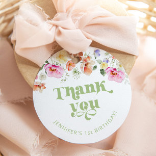 Wildflower wild one birthday thank you favor tags