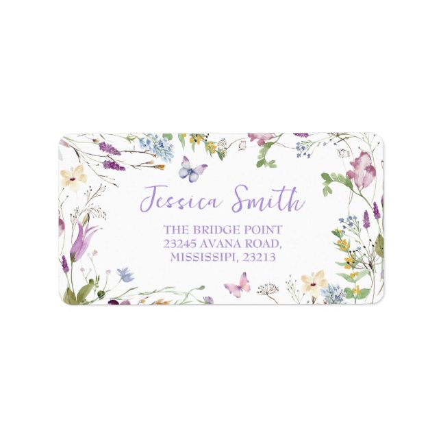 Wildflower Wild ONE Butterfly Garden Party Address Label (Front)