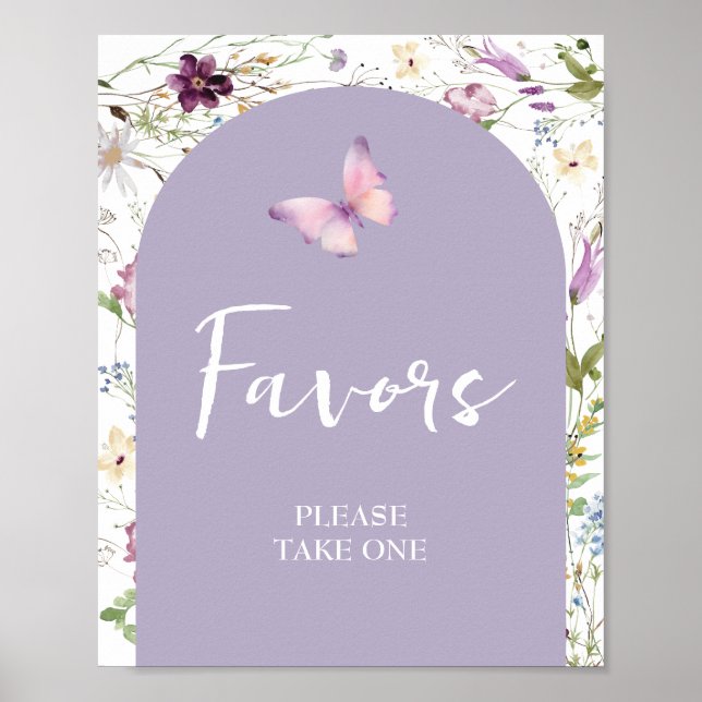 Wildflower Wild ONE Butterfly Garden Party Favors Poster (Front)