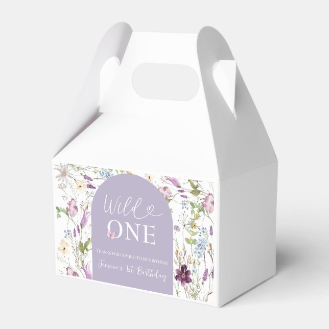 Wildflower Wild ONE Butterfly Garden Party Gable Favor Boxes (Front Side)