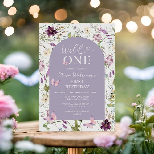 Wildflower Wild ONE Butterfly Garden Party  Invitation