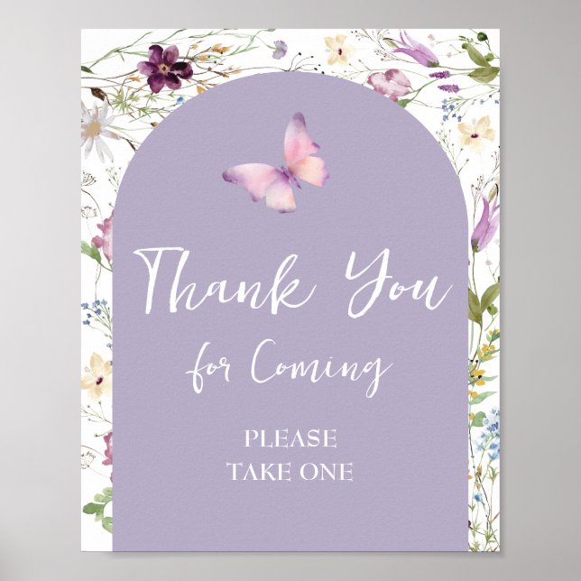 Wildflower Wild ONE Butterfly Garden Thank You Poster (Front)