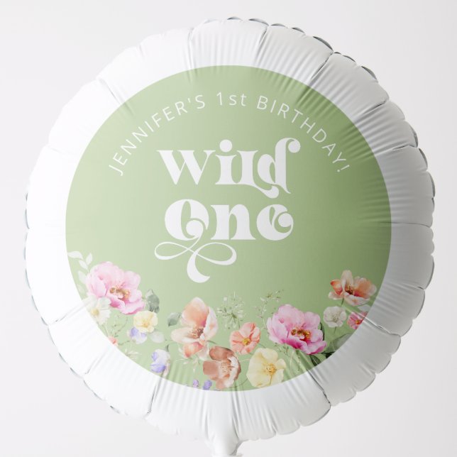 Wildflower Wild one girl 1st birthday Balloon (Front)