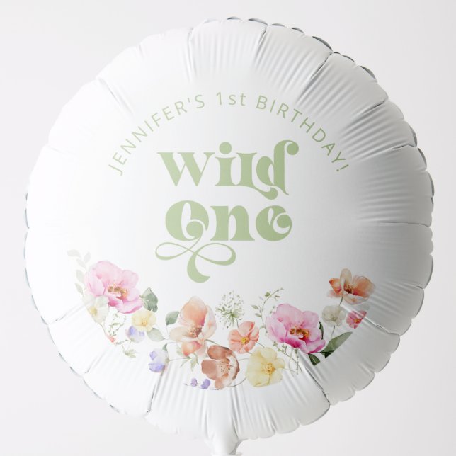 Wildflower Wild one girl 1st birthday Balloon (Front)