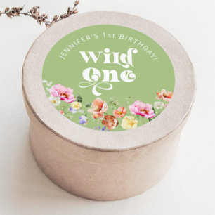 Wildflower Wild one girl 1st birthday Classic Round Sticker