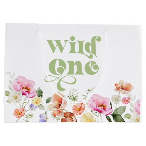 Wildflower Wild one girl 1st birthday Large Gift Bag
