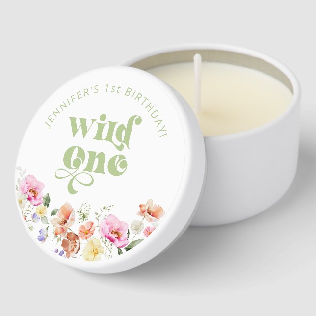 Wildflower Wild one girl 1st birthday  Mini Candle Favors (Corner)