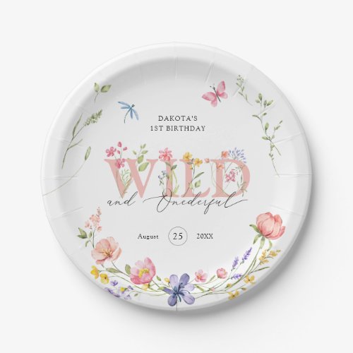 Wildflower Wild  Onederful 1st Birthday Paper Plates