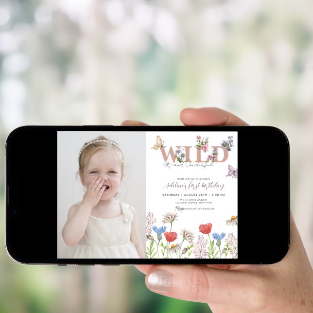 Wildflower Wild & Onederful 1st Birthday Photo  Invitation (Front Digital)
