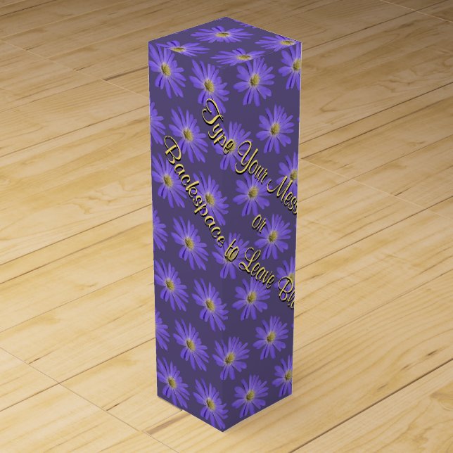 Wildflower Wine Box Custom Purple Daisies Wine Box (Front)