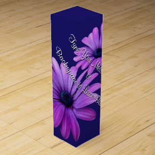 Wildflower Wine Box Custom Purple Daisies Wine Box