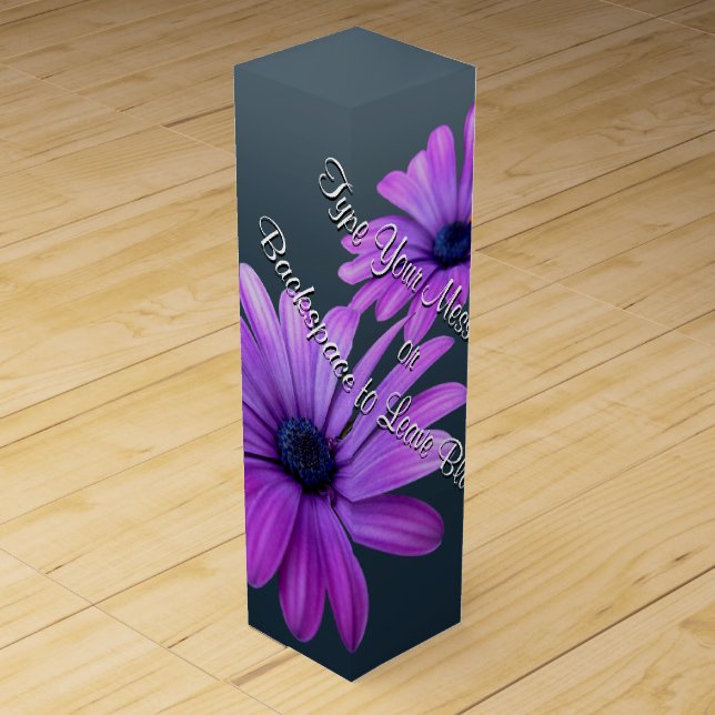 Wildflower Wine Box Custom Purple Daisies Wine Box (Front)