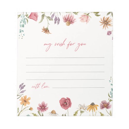 Wildflower Wish Notecards  Wildflower Notepad