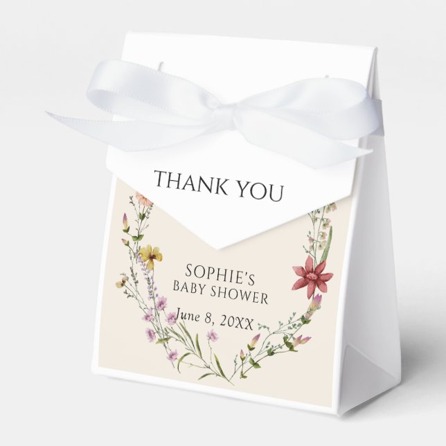 Wildflower Wishes A Baby Shower In Bloom Favor Boxes (Front Side)