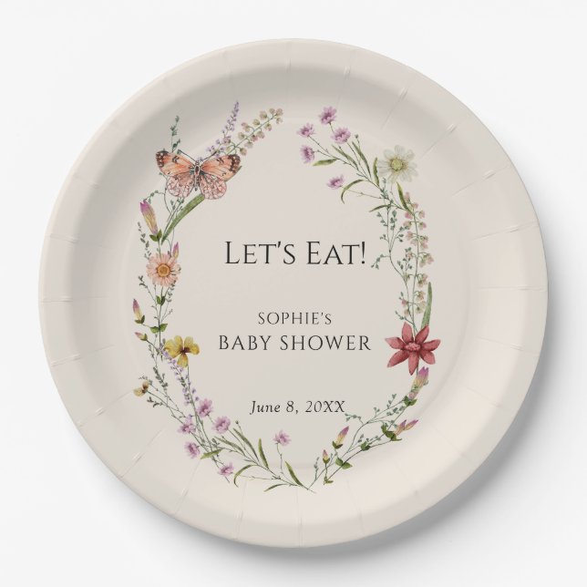 Wildflower Wishes A Baby Shower In Bloom Paper Plates (Front)