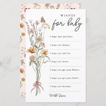 Wildflower Wishes for Baby Baby Shower Advice Card