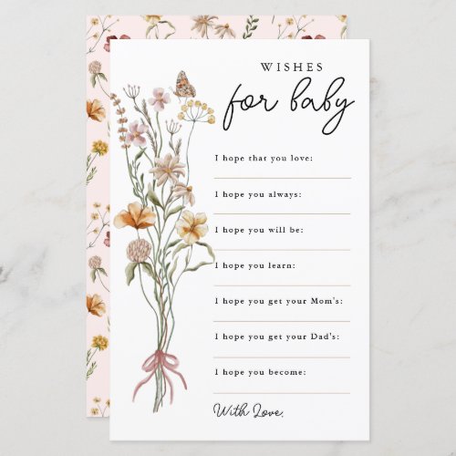 Wildflower Wishes for Baby Baby Shower Advice Card