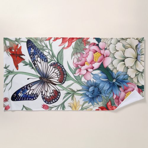 wildflower with butterfly beach towel